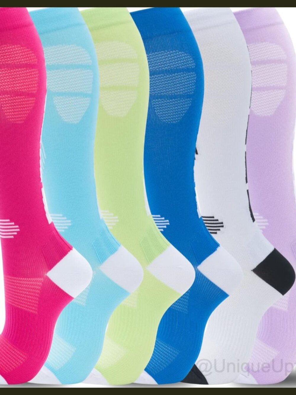 Compression Socks 6 Pairs Knee High 20-30mmHg Support Running Travel